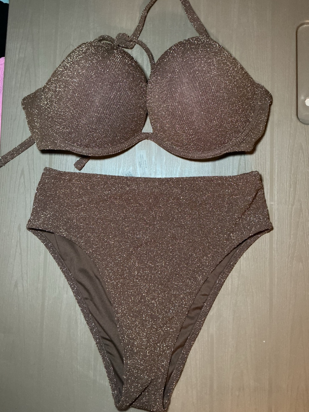 Shimmery Brown High-Waist Bikini Set - Women bikini 👙